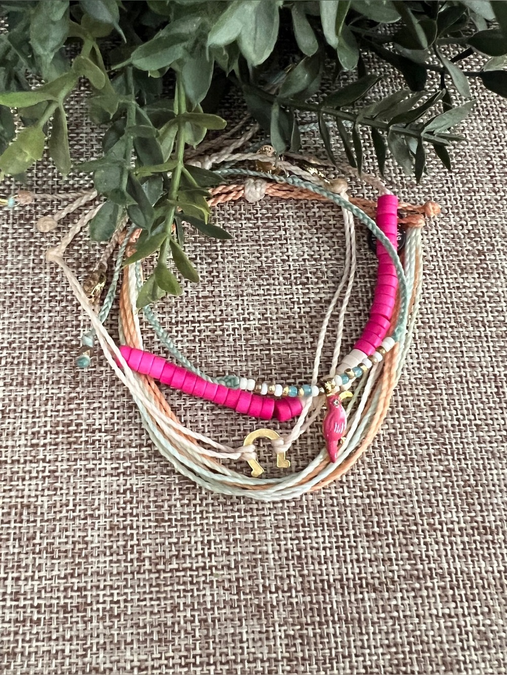 Pura Vida Set of 4 Bracelets, Pastel/Bright Pink, NWOT